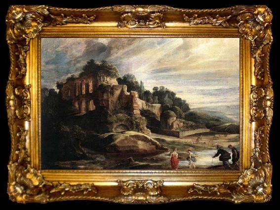 framed  RUBENS, Pieter Pauwel Landscape with the Ruins of Mount Palatine in Rome, ta009-2